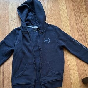 Vineyard Vines Navy Kids Zip Hoodie with Whale Logo size 7